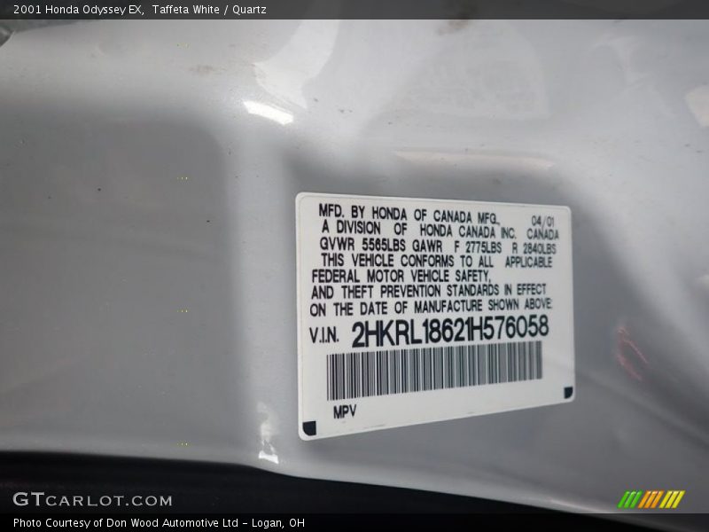 Taffeta White / Quartz 2001 Honda Odyssey EX