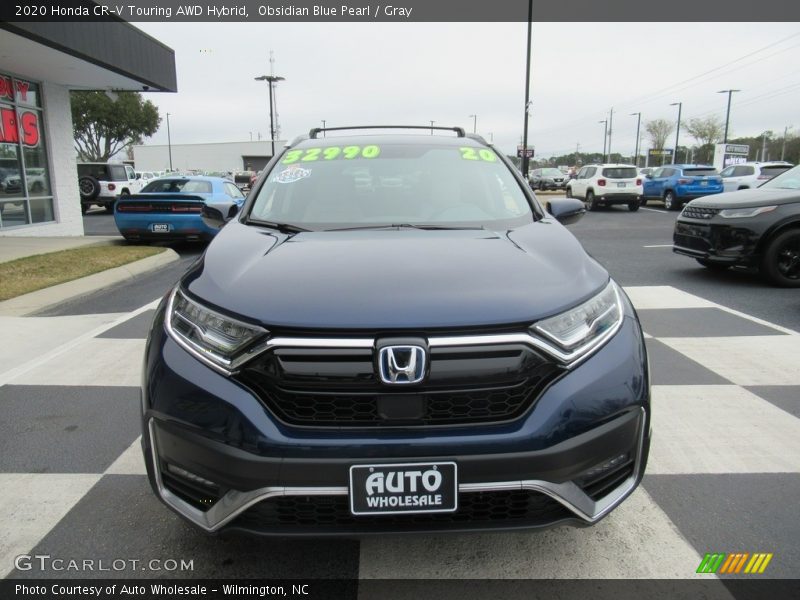 Obsidian Blue Pearl / Gray 2020 Honda CR-V Touring AWD Hybrid