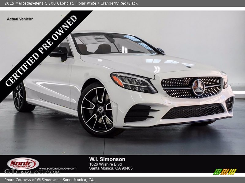 Polar White / Cranberry Red/Black 2019 Mercedes-Benz C 300 Cabriolet