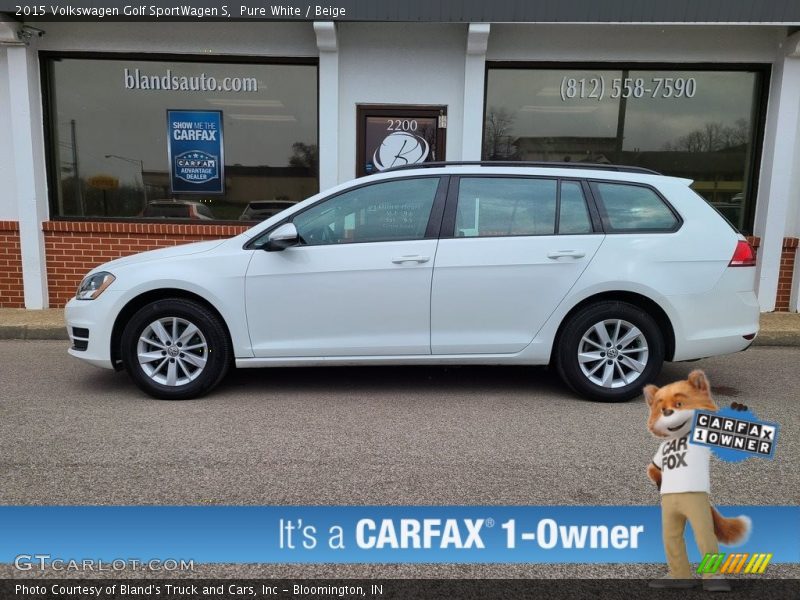 Pure White / Beige 2015 Volkswagen Golf SportWagen S