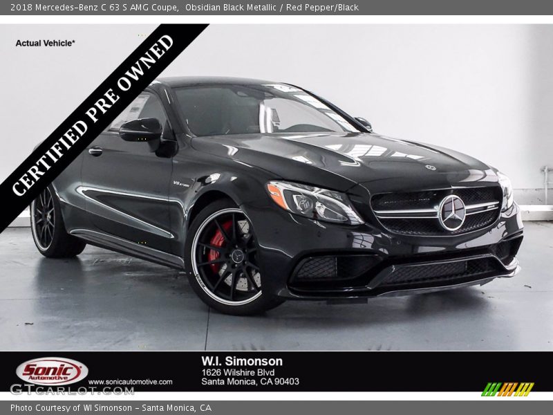 Obsidian Black Metallic / Red Pepper/Black 2018 Mercedes-Benz C 63 S AMG Coupe