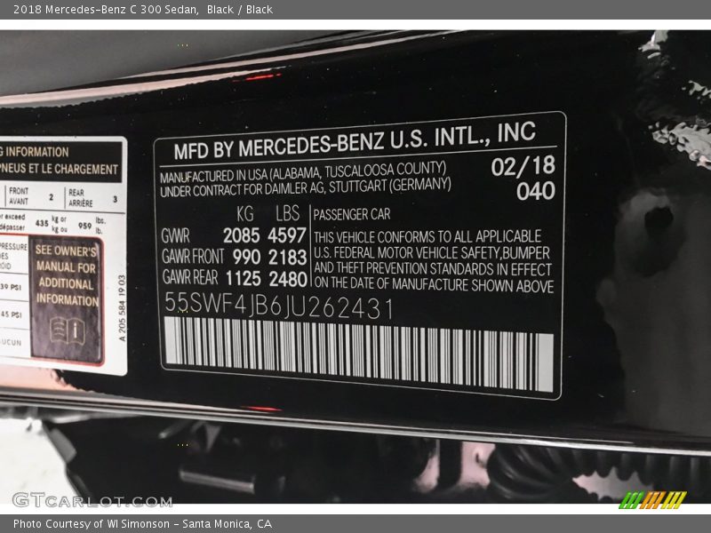Black / Black 2018 Mercedes-Benz C 300 Sedan