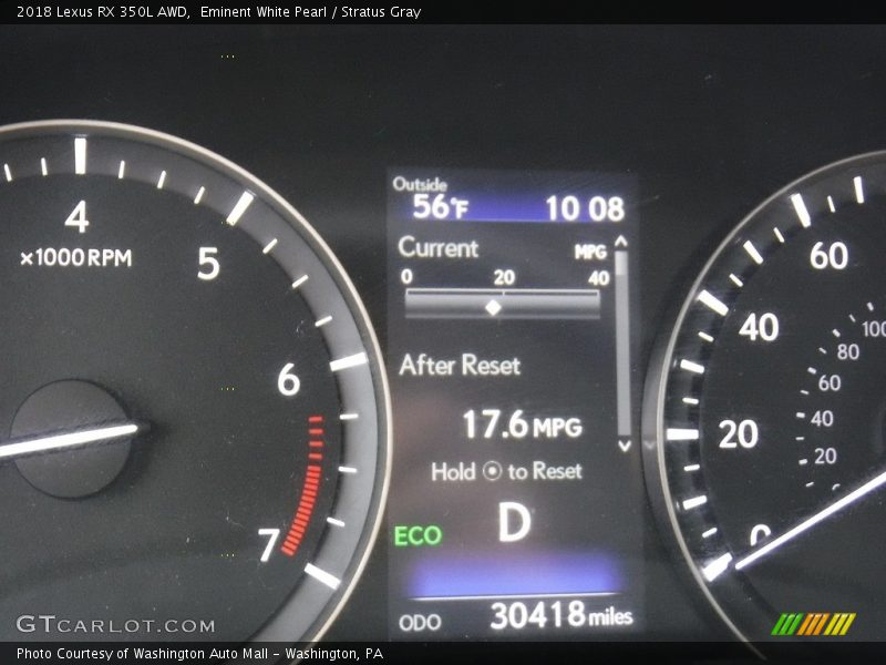 Eminent White Pearl / Stratus Gray 2018 Lexus RX 350L AWD