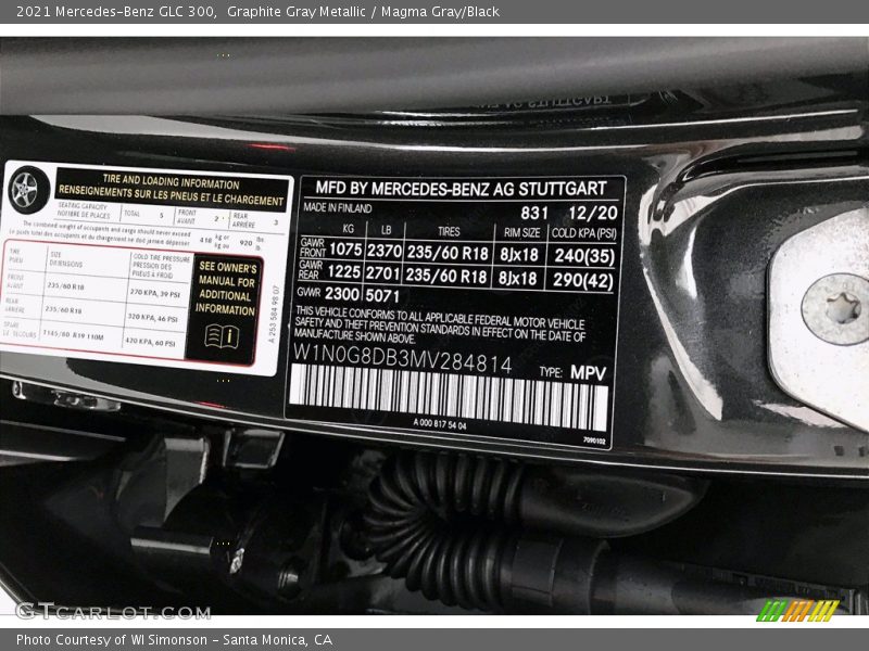 Graphite Gray Metallic / Magma Gray/Black 2021 Mercedes-Benz GLC 300