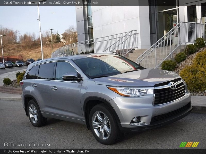 Silver Sky Metallic / Ash 2016 Toyota Highlander Limited AWD