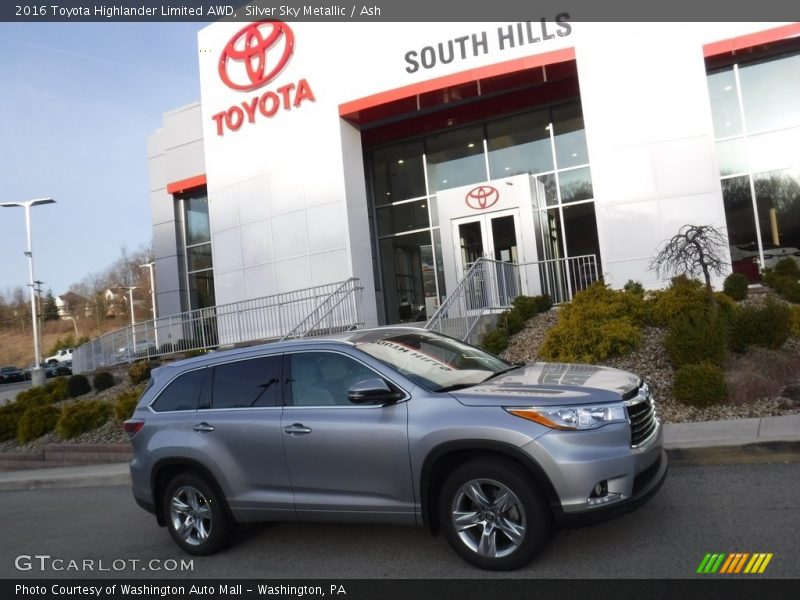 Silver Sky Metallic / Ash 2016 Toyota Highlander Limited AWD