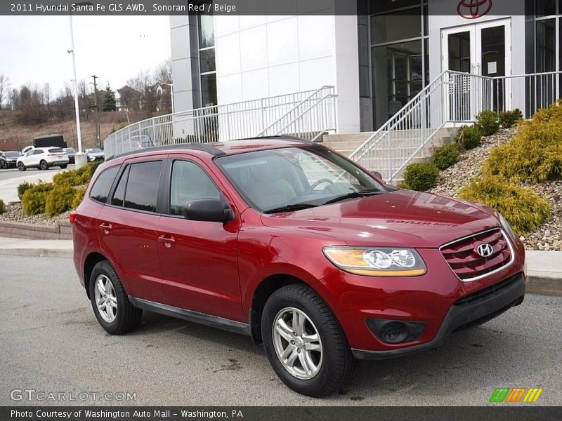 Sonoran Red / Beige 2011 Hyundai Santa Fe GLS AWD
