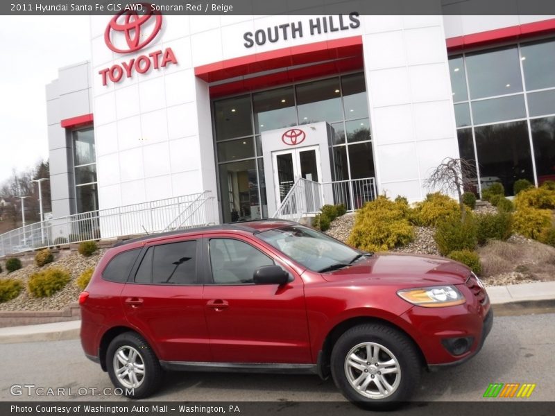 Sonoran Red / Beige 2011 Hyundai Santa Fe GLS AWD