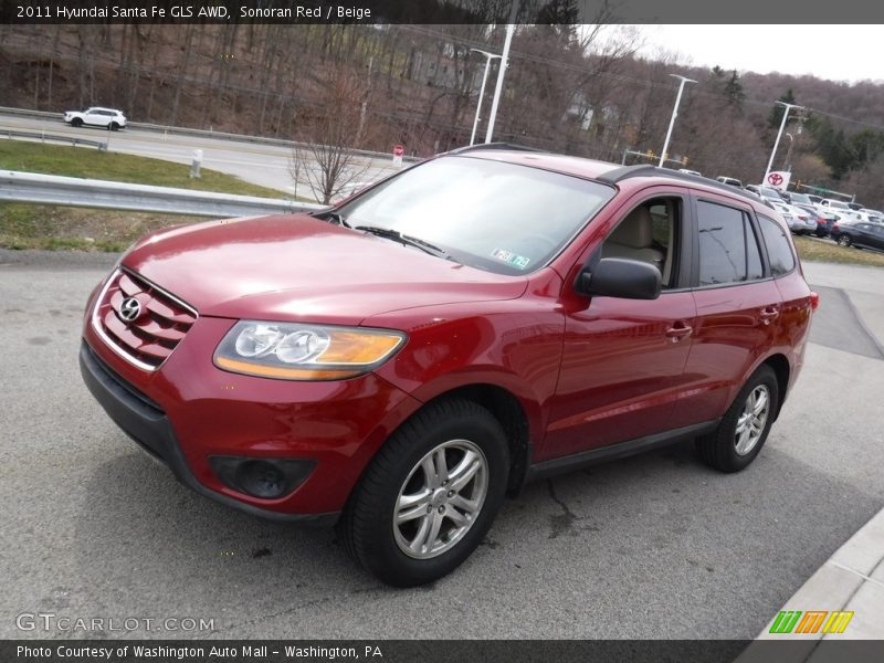 Sonoran Red / Beige 2011 Hyundai Santa Fe GLS AWD