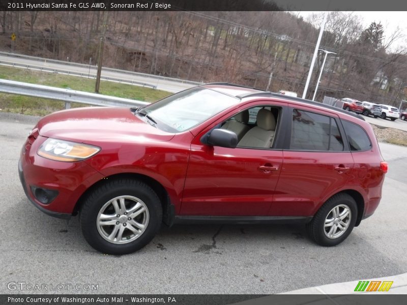 Sonoran Red / Beige 2011 Hyundai Santa Fe GLS AWD