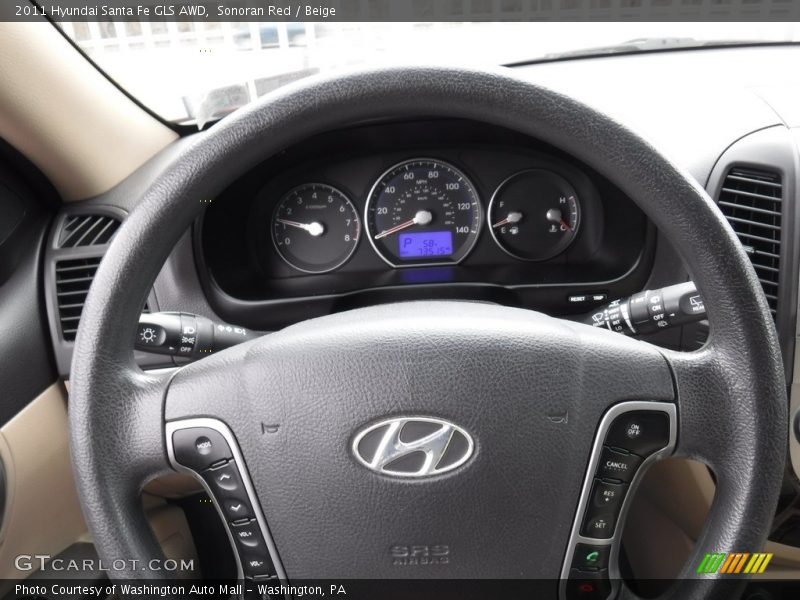 Sonoran Red / Beige 2011 Hyundai Santa Fe GLS AWD