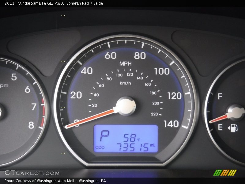 Sonoran Red / Beige 2011 Hyundai Santa Fe GLS AWD