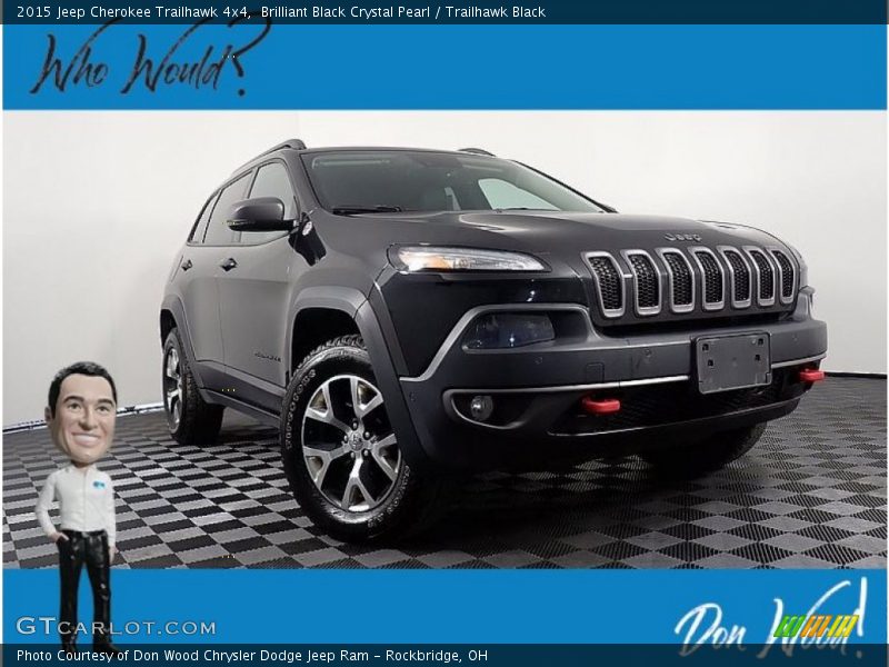 Brilliant Black Crystal Pearl / Trailhawk Black 2015 Jeep Cherokee Trailhawk 4x4