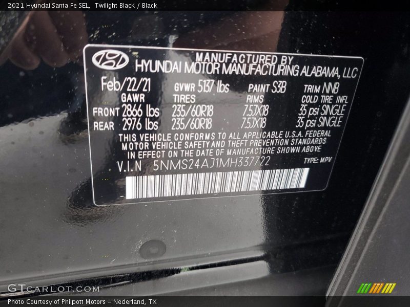 Twilight Black / Black 2021 Hyundai Santa Fe SEL