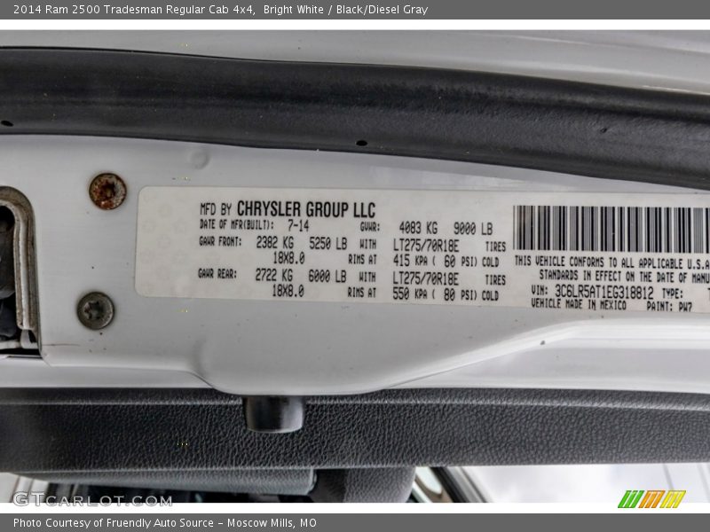 Bright White / Black/Diesel Gray 2014 Ram 2500 Tradesman Regular Cab 4x4