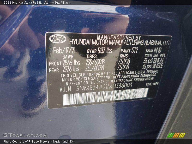 Stormy Sea / Black 2021 Hyundai Santa Fe SEL