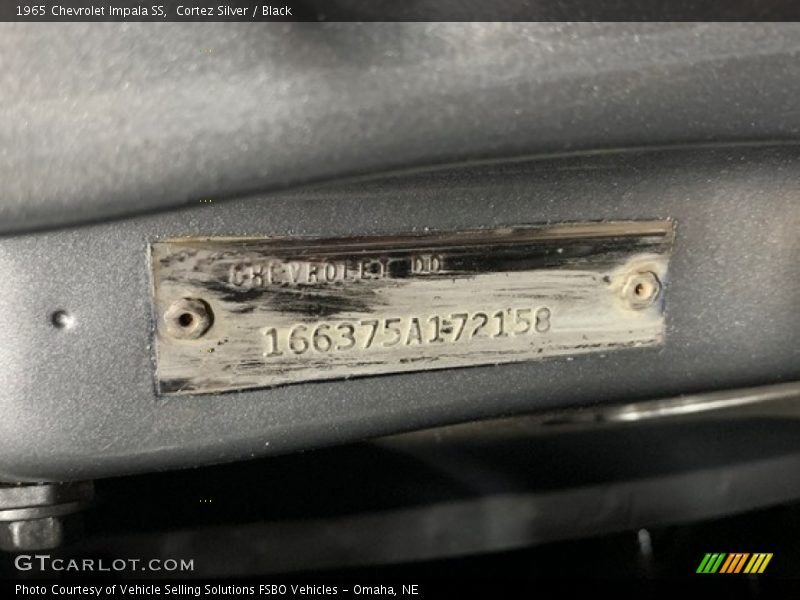 Info Tag of 1965 Impala SS