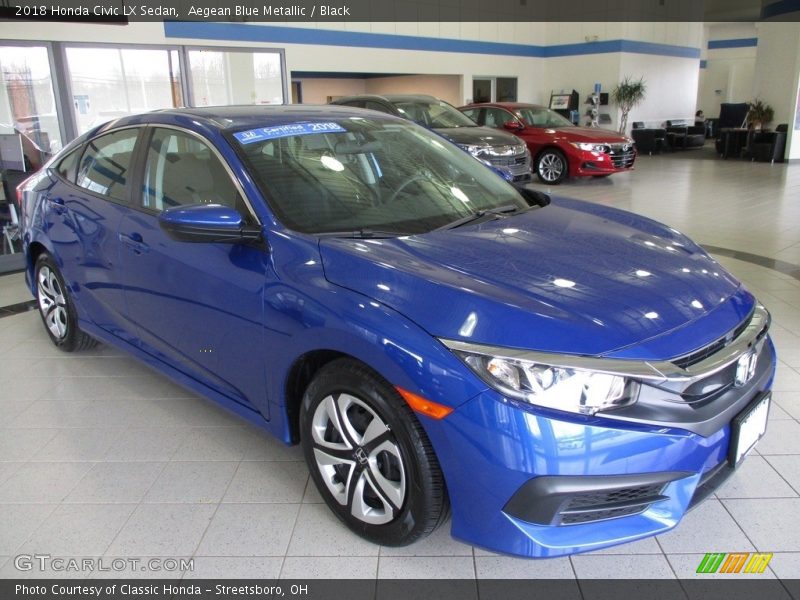 Aegean Blue Metallic / Black 2018 Honda Civic LX Sedan