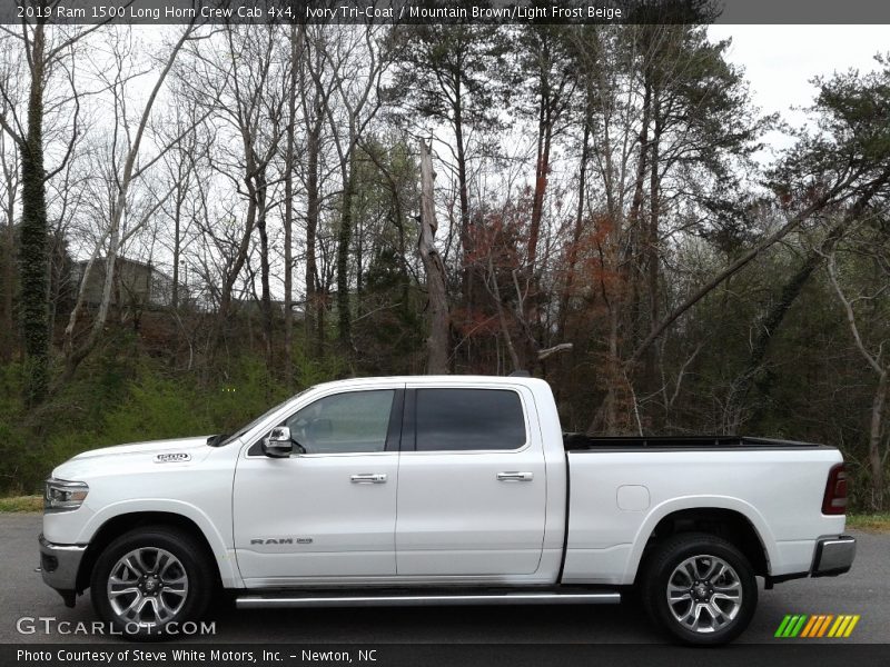 Ivory Tri–Coat / Mountain Brown/Light Frost Beige 2019 Ram 1500 Long Horn Crew Cab 4x4