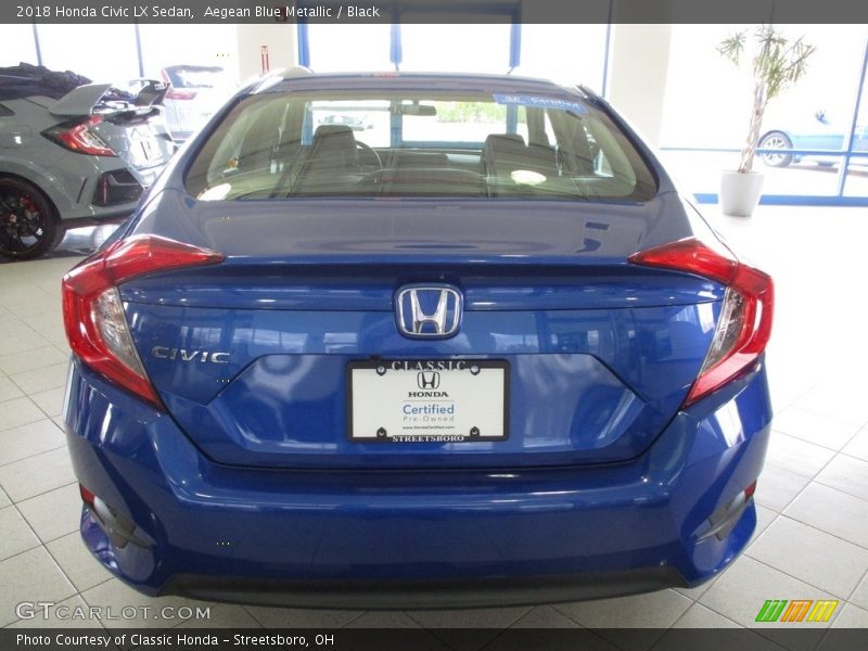 Aegean Blue Metallic / Black 2018 Honda Civic LX Sedan