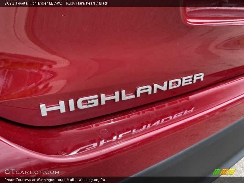 Ruby Flare Pearl / Black 2021 Toyota Highlander LE AWD