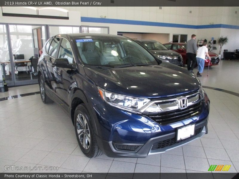 Obsidian Blue Pearl / Gray 2019 Honda CR-V LX AWD