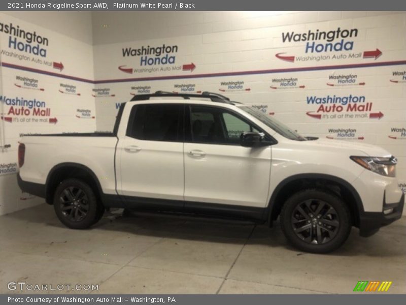 Platinum White Pearl / Black 2021 Honda Ridgeline Sport AWD