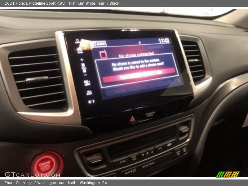 Platinum White Pearl / Black 2021 Honda Ridgeline Sport AWD