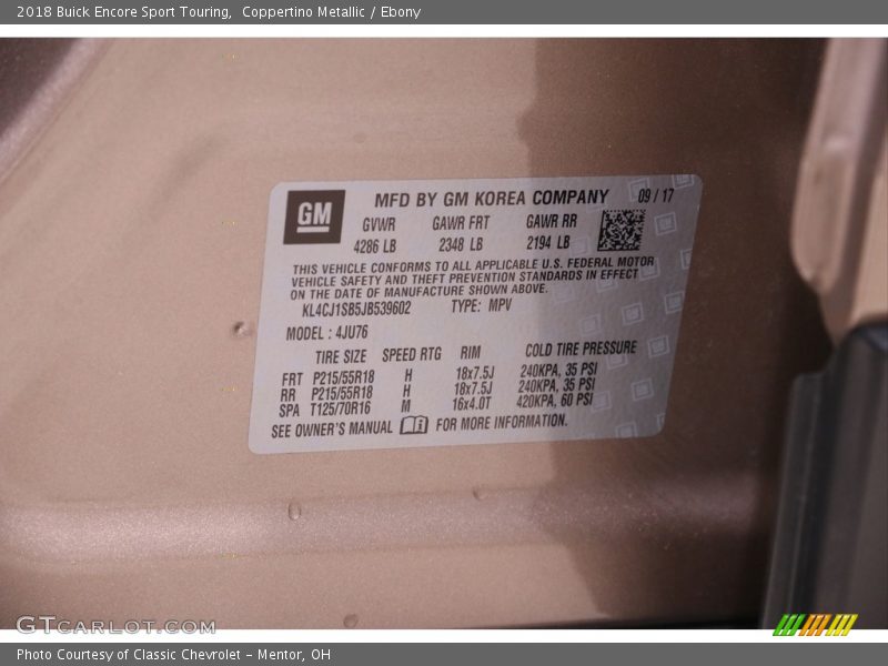 Coppertino Metallic / Ebony 2018 Buick Encore Sport Touring