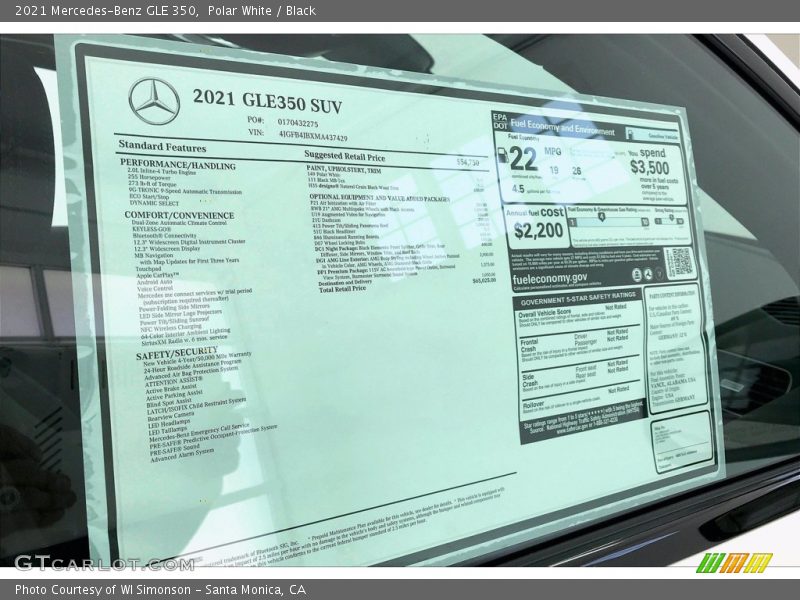 Polar White / Black 2021 Mercedes-Benz GLE 350