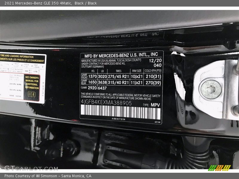 Black / Black 2021 Mercedes-Benz GLE 350 4Matic