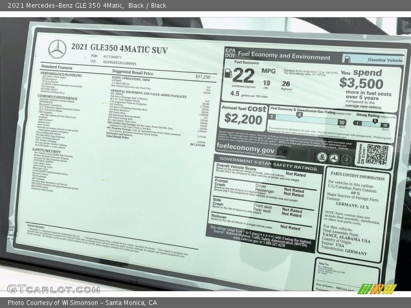 Black / Black 2021 Mercedes-Benz GLE 350 4Matic