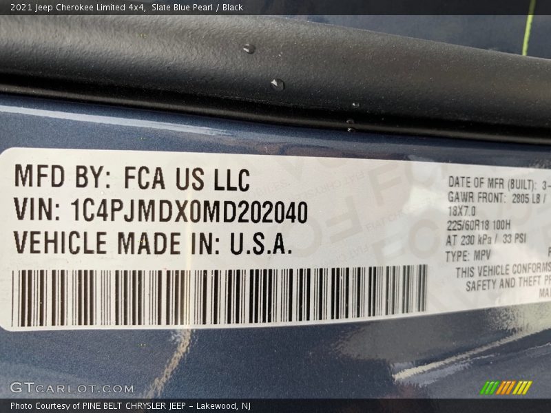 Slate Blue Pearl / Black 2021 Jeep Cherokee Limited 4x4