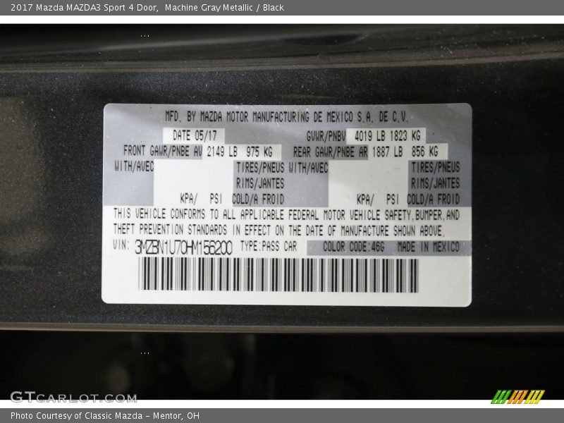 Machine Gray Metallic / Black 2017 Mazda MAZDA3 Sport 4 Door