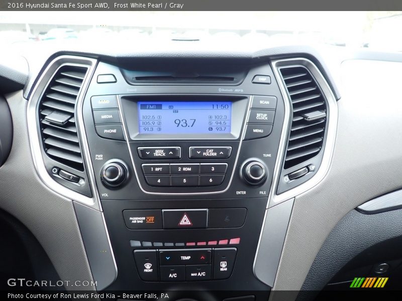 Frost White Pearl / Gray 2016 Hyundai Santa Fe Sport AWD