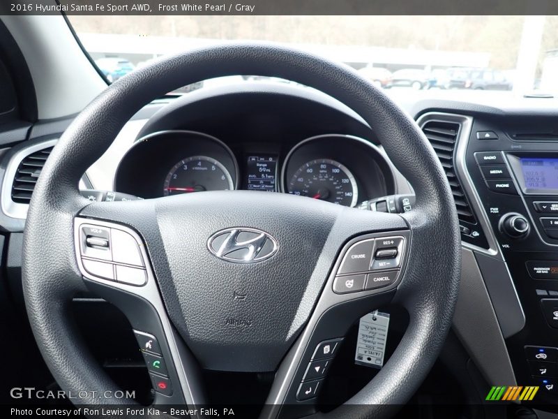 Frost White Pearl / Gray 2016 Hyundai Santa Fe Sport AWD