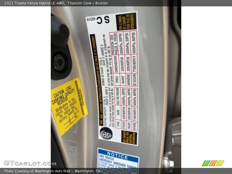 Titanium Glow / Boulder 2021 Toyota Venza Hybrid LE AWD
