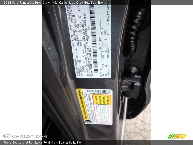 Carbonized Gray Metallic / Ebony 2021 Ford Ranger XL SuperCrew 4x4