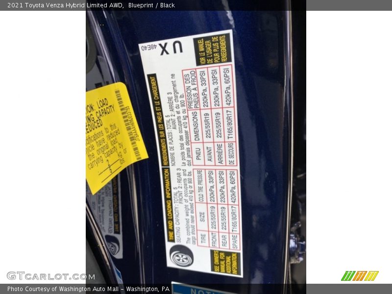 Blueprint / Black 2021 Toyota Venza Hybrid Limited AWD