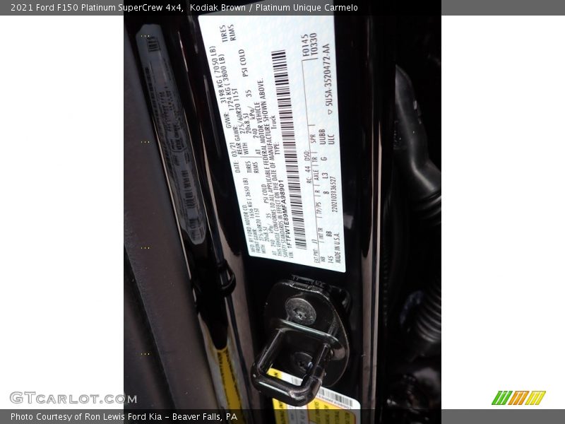 Kodiak Brown / Platinum Unique Carmelo 2021 Ford F150 Platinum SuperCrew 4x4
