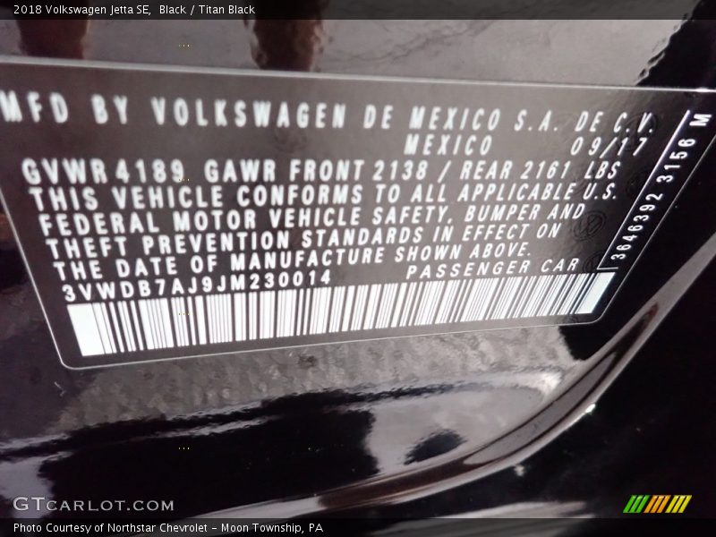 Black / Titan Black 2018 Volkswagen Jetta SE