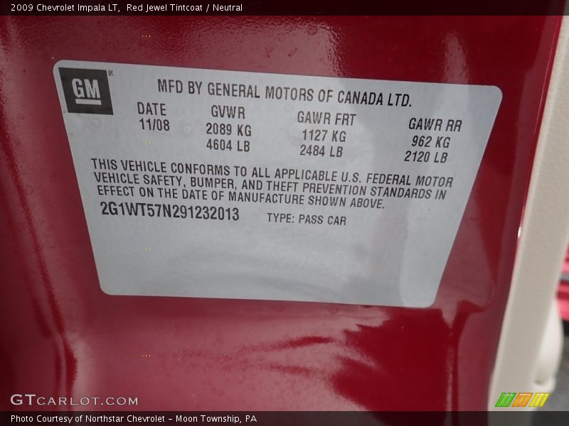 Red Jewel Tintcoat / Neutral 2009 Chevrolet Impala LT