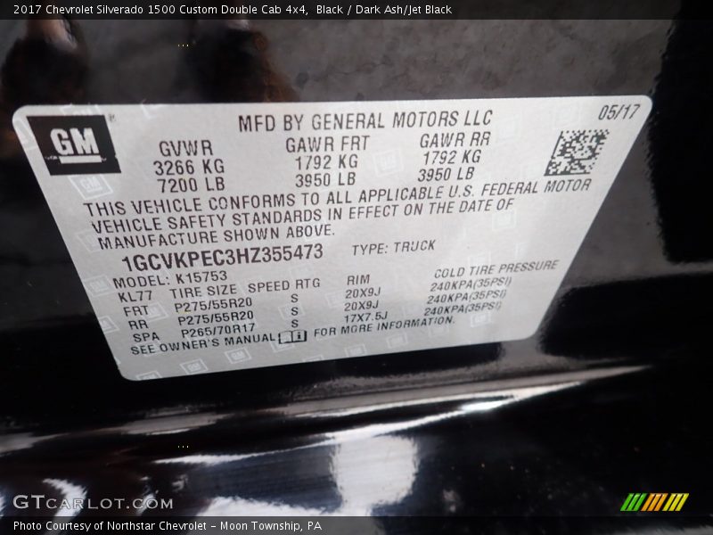 Black / Dark Ash/Jet Black 2017 Chevrolet Silverado 1500 Custom Double Cab 4x4