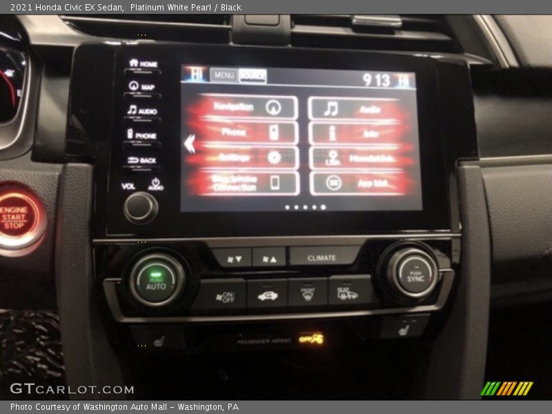 Platinum White Pearl / Black 2021 Honda Civic EX Sedan