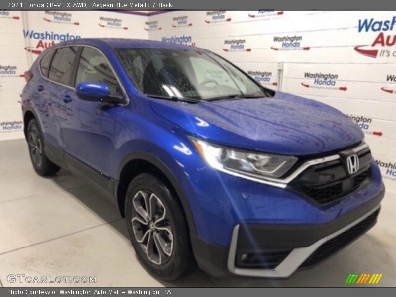 Aegean Blue Metallic / Black 2021 Honda CR-V EX AWD