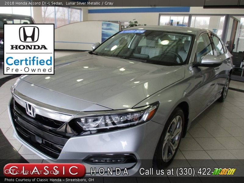 Lunar Silver Metallic / Gray 2018 Honda Accord EX-L Sedan