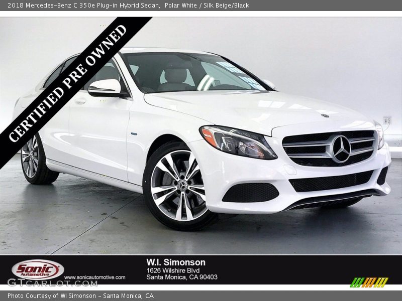 Polar White / Silk Beige/Black 2018 Mercedes-Benz C 350e Plug-in Hybrid Sedan
