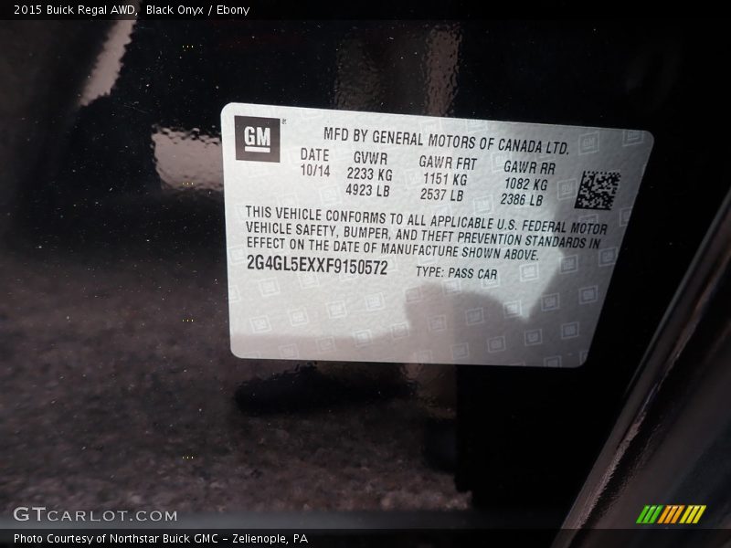 Black Onyx / Ebony 2015 Buick Regal AWD