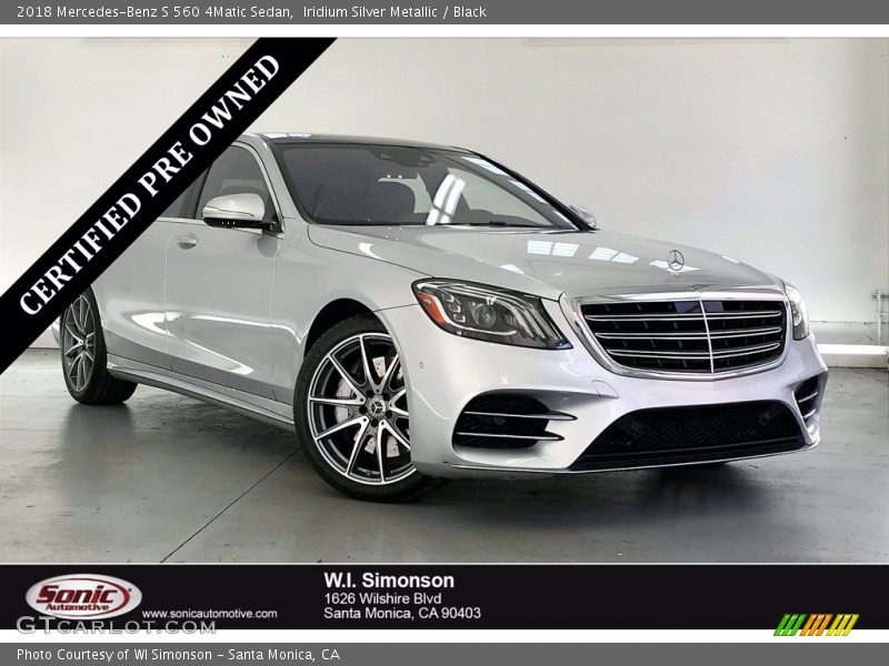 Iridium Silver Metallic / Black 2018 Mercedes-Benz S 560 4Matic Sedan