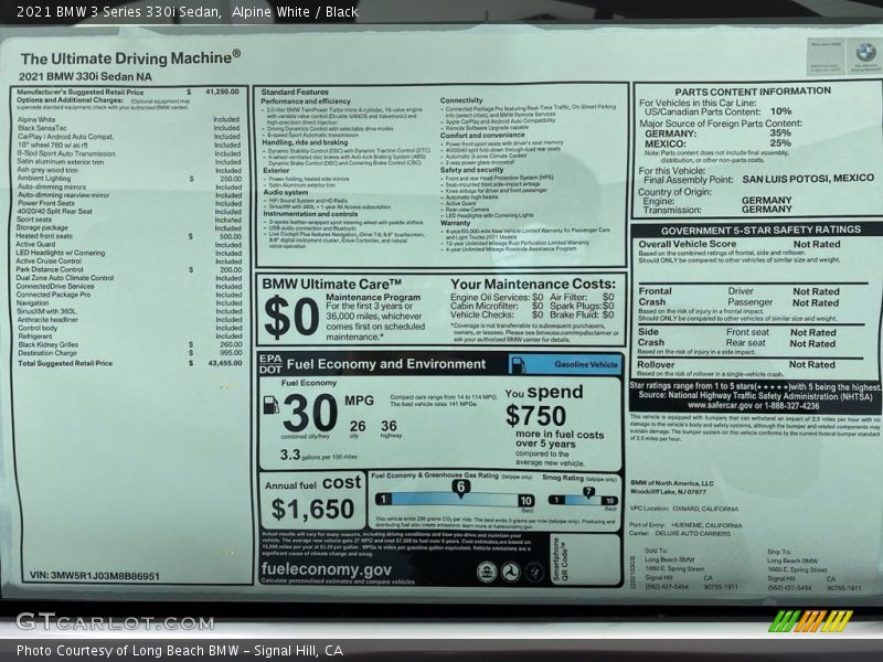 Alpine White / Black 2021 BMW 3 Series 330i Sedan